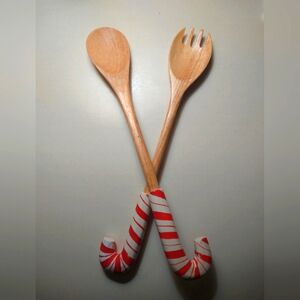 Nwot Christmas Candy Cane Bakeware Cookware Spoon Spatula Set